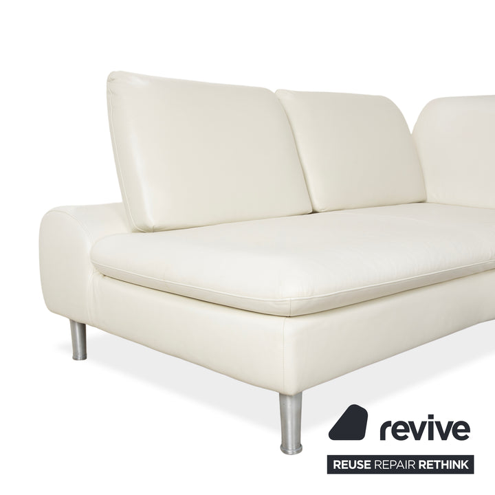 Willi Schillig Loop Leather Corner Sofa Cream Sofa Couch Manual Function