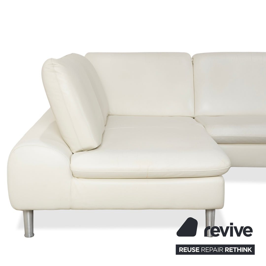 Willi Schillig Loop Leather Corner Sofa Cream Sofa Couch Manual Function