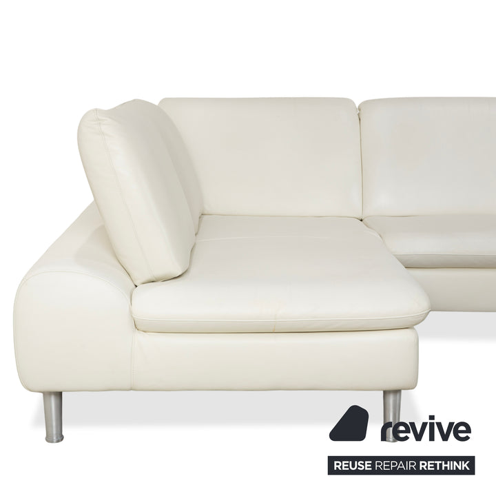 Willi Schillig Loop Leather Corner Sofa Cream Sofa Couch Manual Function