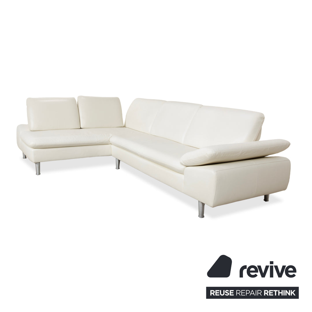 Willi Schillig Loop Leather Corner Sofa Cream Sofa Couch Manual Function