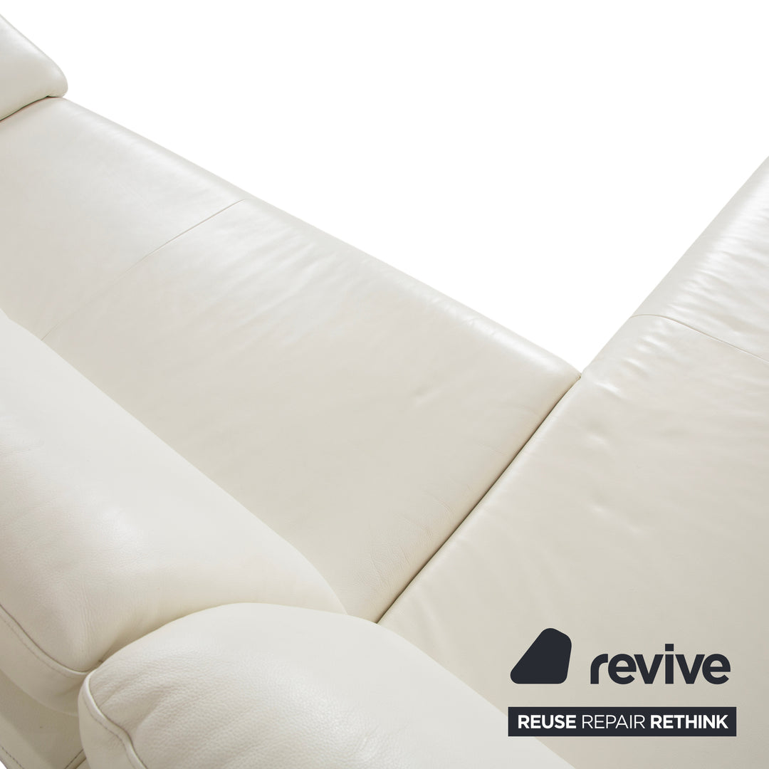 Willi Schillig Loop Leather Corner Sofa Cream Sofa Couch Manual Function