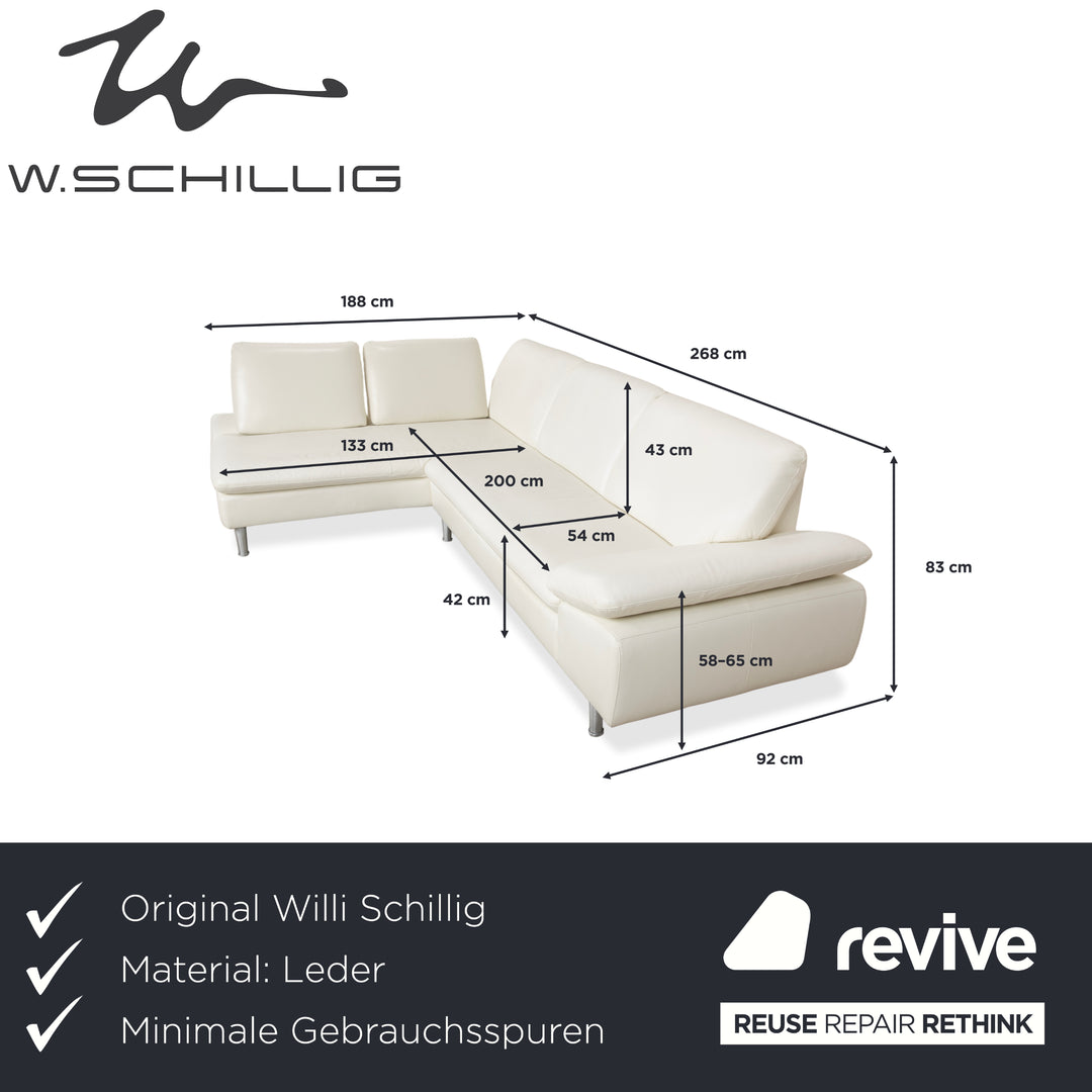 Willi Schillig Loop Leather Corner Sofa Cream Sofa Couch Manual Function