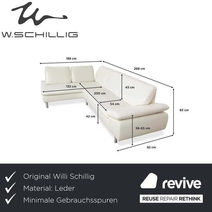 Willi Schillig Loop Leather Corner Sofa Cream Sofa Couch Manual Function