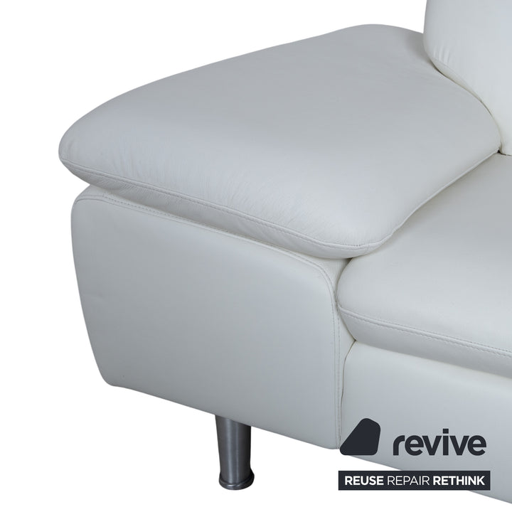 Willi Schillig Loop Leather Corner Sofa Cream White Manual Function Chaise Right Couch