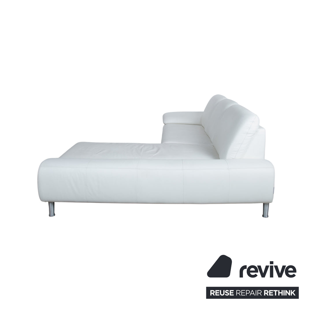 Willi Schillig Loop Leather Corner Sofa Cream White Manual Function Chaise Right Couch
