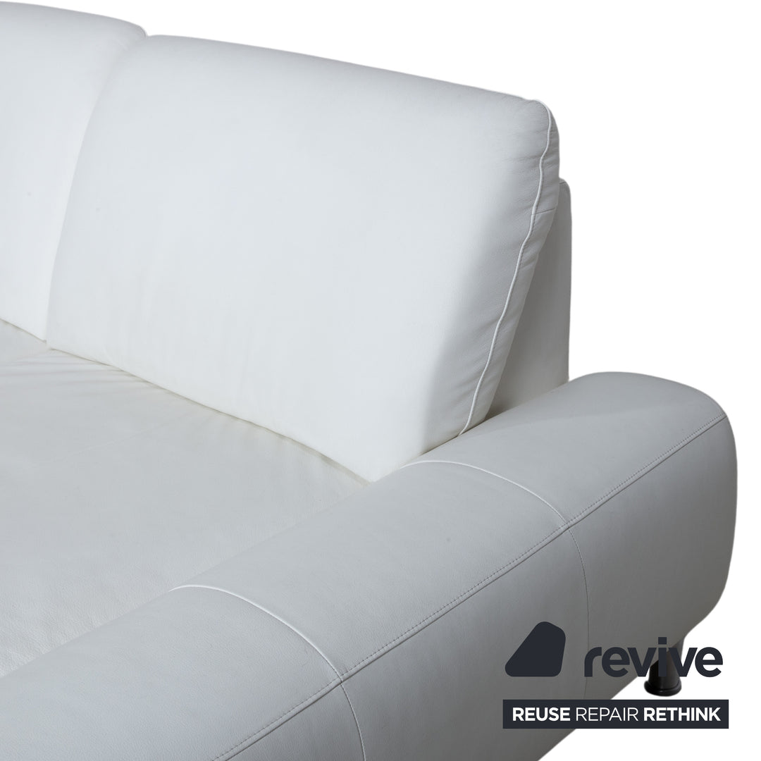 Willi Schillig Loop Leder Ecksofa Creme Weiß manuelle Funktion Recamiere Rechts Couch