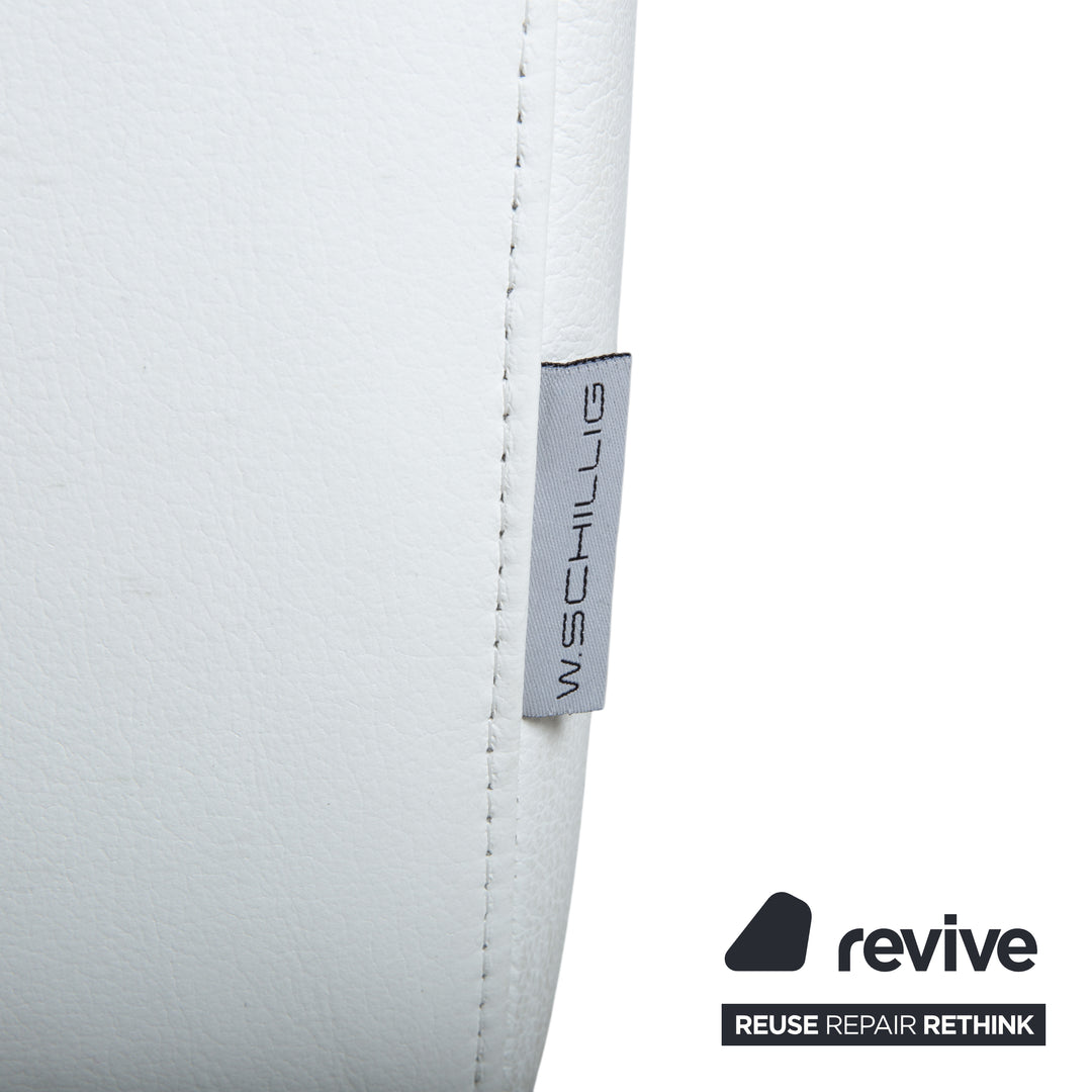 Canapé d'angle Willi Schillig en cuir bouclé blanc crème avec méridienne manuelle