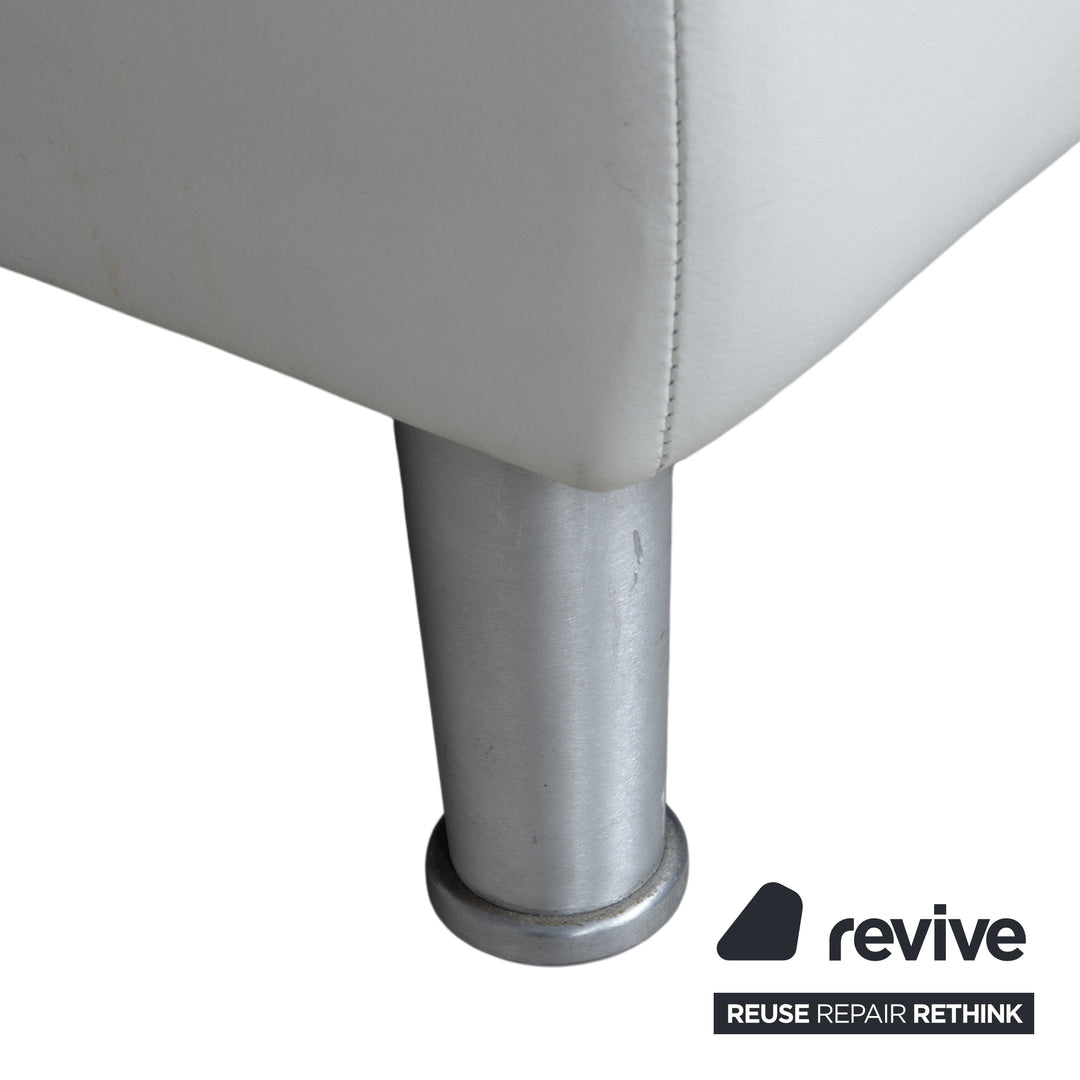 Canapé d'angle Willi Schillig en cuir bouclé blanc crème avec méridienne manuelle