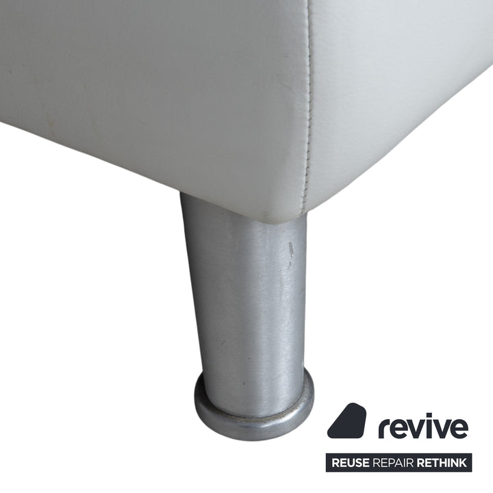 Canapé d'angle Willi Schillig en cuir bouclé blanc crème avec méridienne manuelle