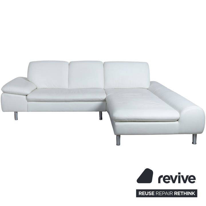 Willi Schillig Loop Leather Corner Sofa Cream White Manual Function Chaise Right Couch