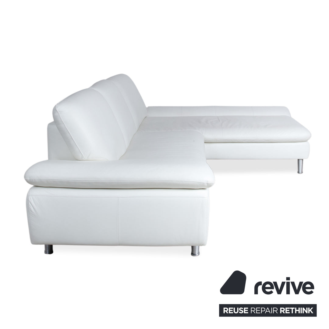 Willi Schillig Loop Leder Ecksofa Creme Weiß manuelle Funktion Recamiere Rechts Couch
