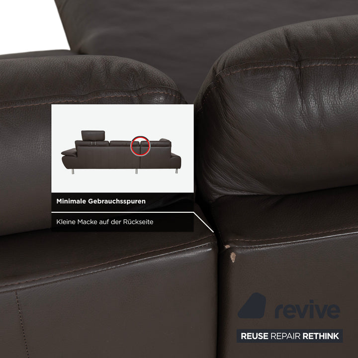 Willi Schillig Loop Leder Ecksofa Dunkelbraun manuelle Funktion Sofa Couch