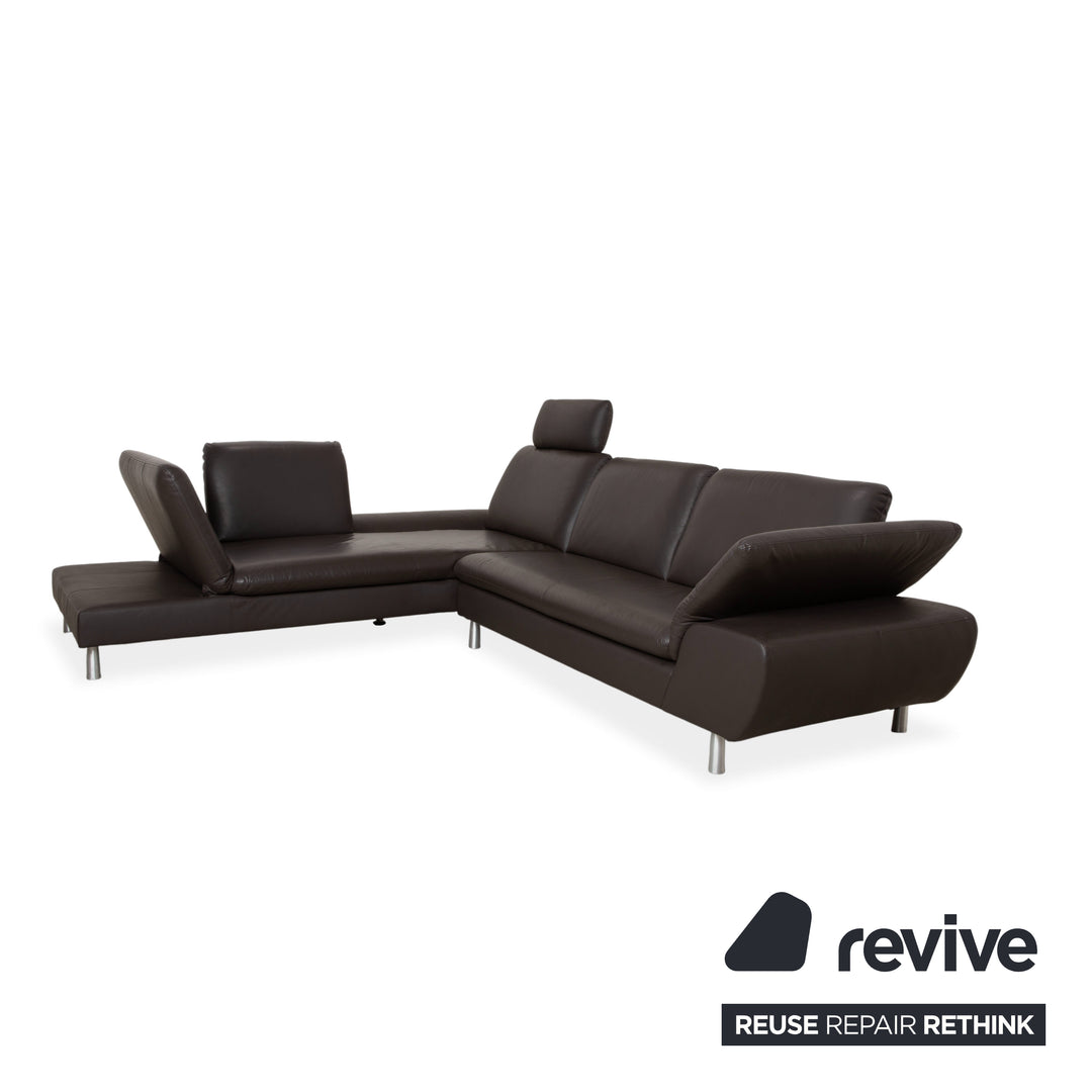 Willi Schillig Loop Leder Ecksofa Dunkelbraun manuelle Funktion Sofa Couch