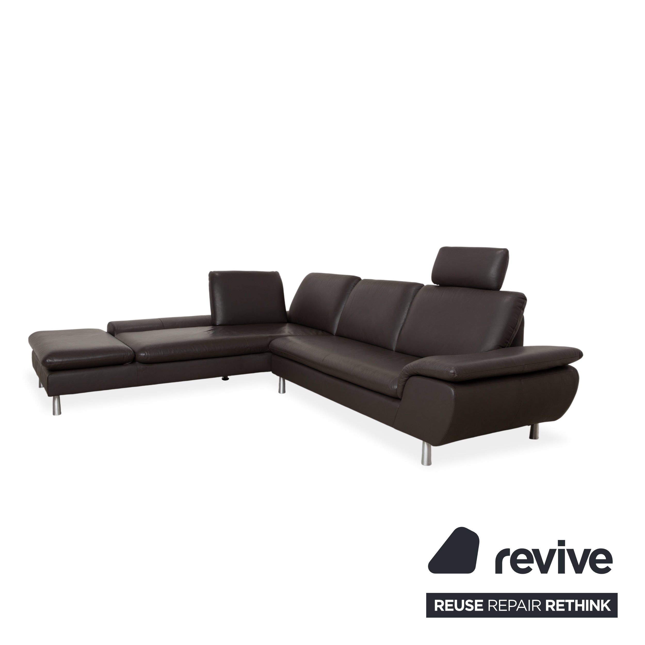 Willi Schillig Loop Leather Corner Sofa Dark Brown Manual Function Sofa Couch
