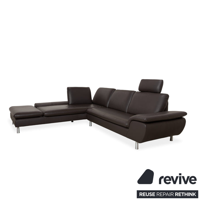Willi Schillig Loop Leder Ecksofa Dunkelbraun manuelle Funktion Sofa Couch