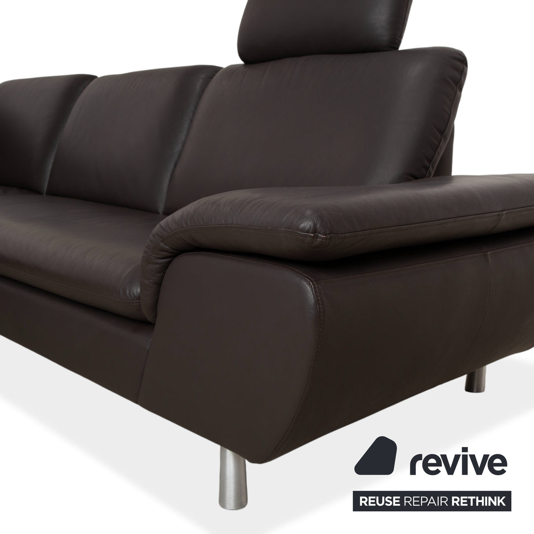 Willi Schillig Loop Leder Ecksofa Dunkelbraun manuelle Funktion Sofa Couch