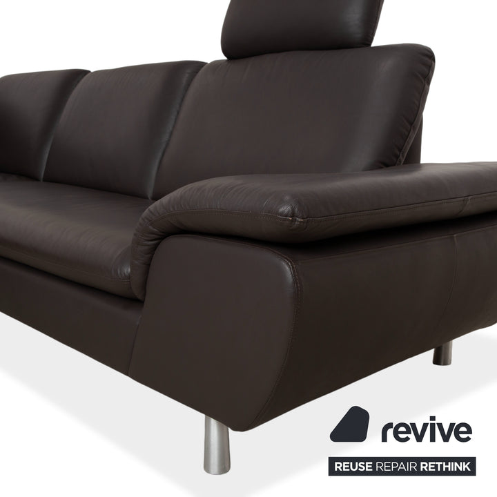 Willi Schillig Loop Leder Ecksofa Dunkelbraun manuelle Funktion Sofa Couch