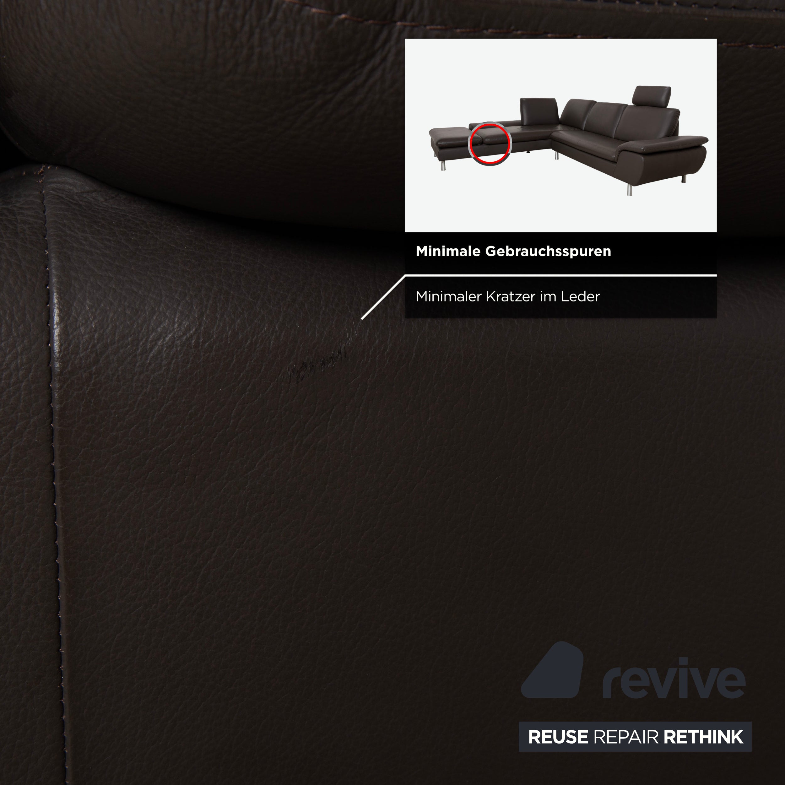 Willi Schillig Loop Leather Corner Sofa Dark Brown Manual Function Sofa Couch
