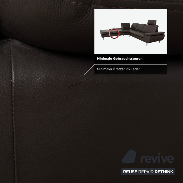 Willi Schillig Loop Leder Ecksofa Dunkelbraun manuelle Funktion Sofa Couch