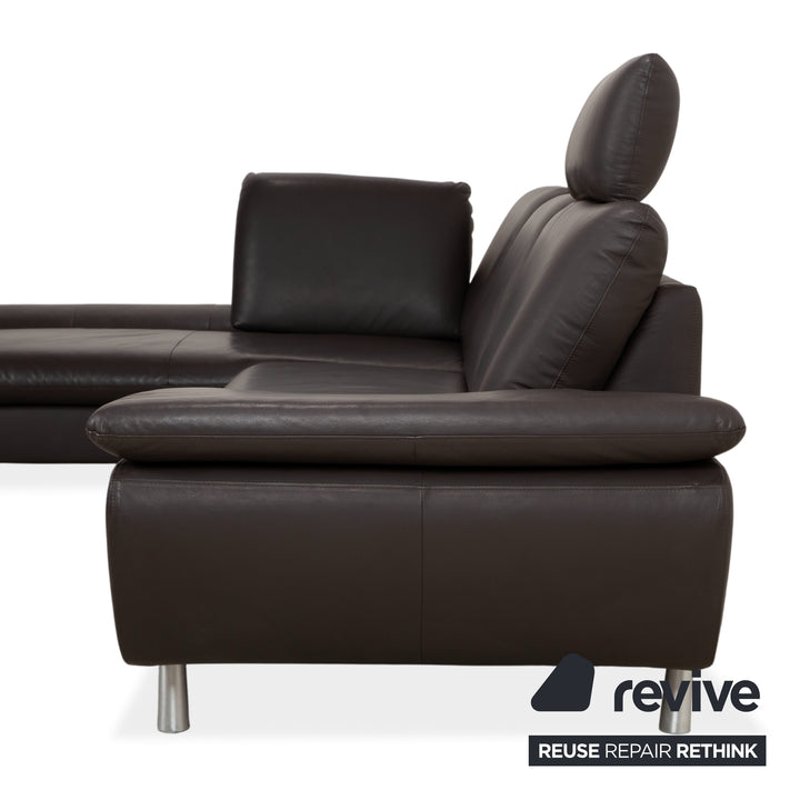 Willi Schillig Loop Leder Ecksofa Dunkelbraun manuelle Funktion Sofa Couch