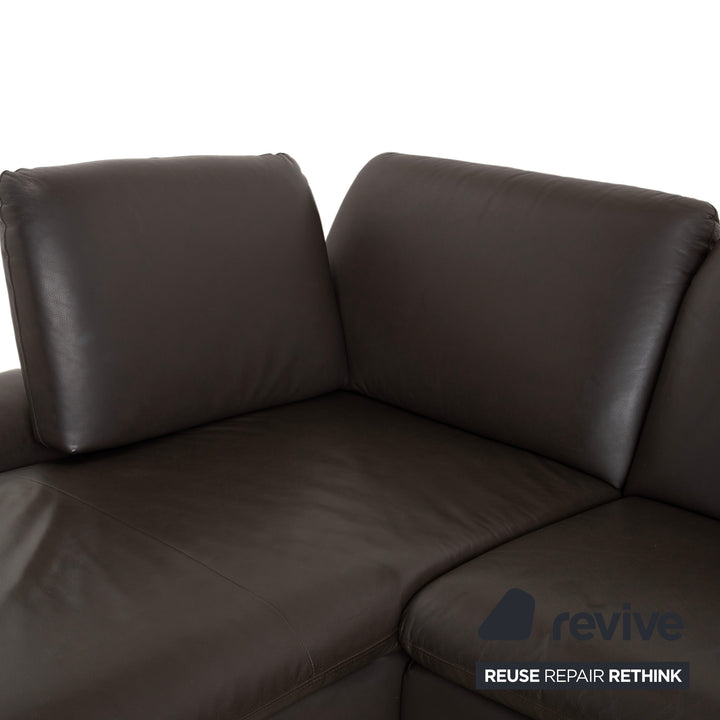 Willi Schillig Loop Leder Ecksofa Dunkelbraun manuelle Funktion Sofa Couch