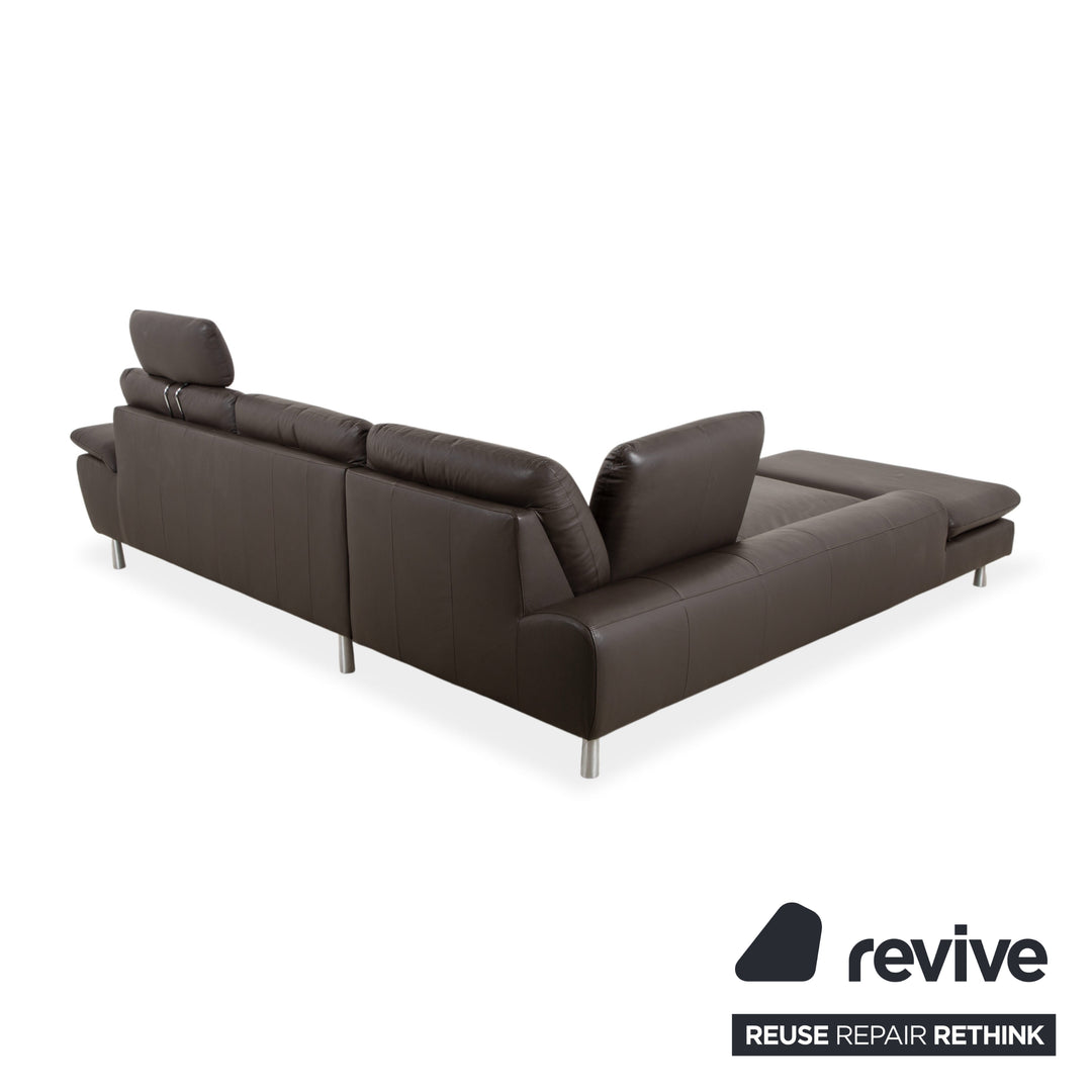 Willi Schillig Loop Leder Ecksofa Dunkelbraun manuelle Funktion Sofa Couch