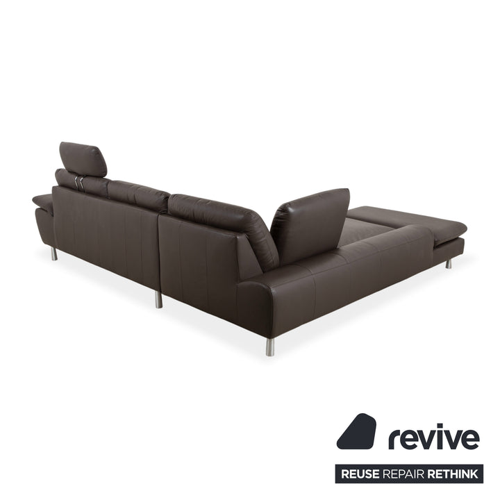 Willi Schillig Loop Leder Ecksofa Dunkelbraun manuelle Funktion Sofa Couch
