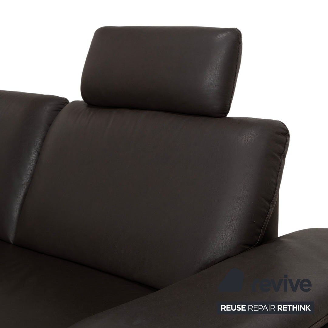 Willi Schillig Loop Leder Ecksofa Dunkelbraun manuelle Funktion Sofa Couch