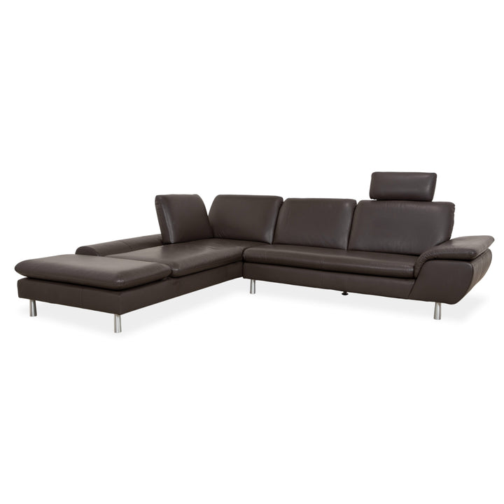 Willi Schillig Loop Leder Ecksofa Dunkelbraun manuelle Funktion Sofa Couch