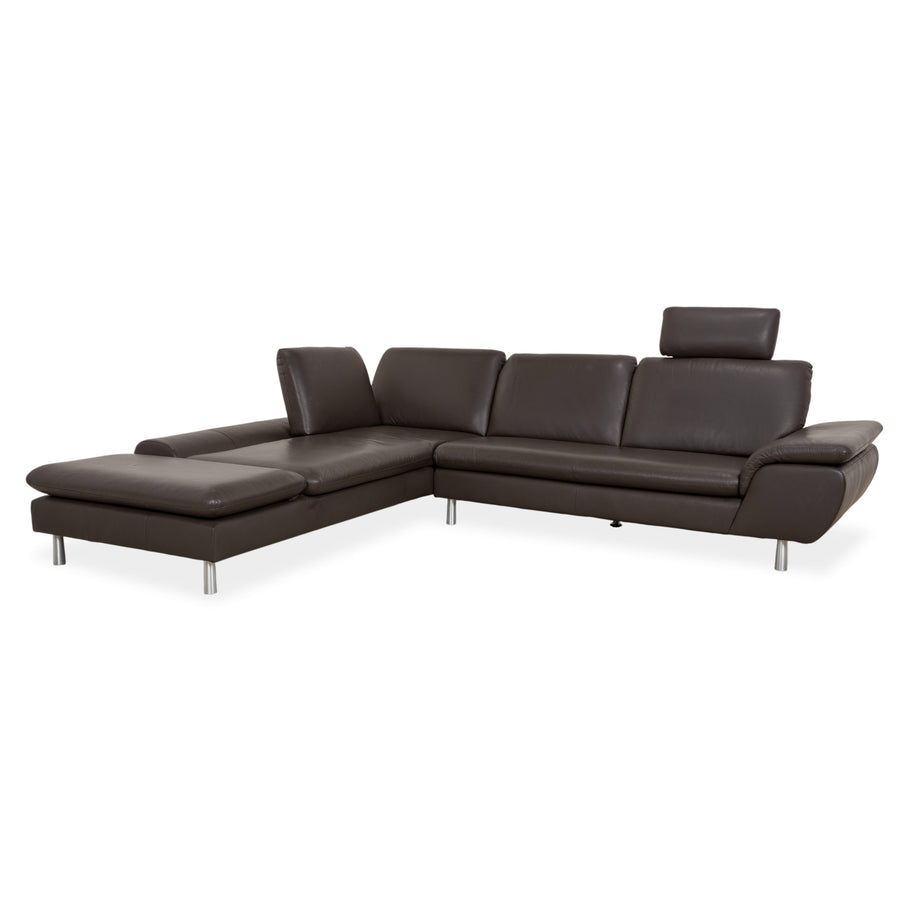 Willi Schillig Loop Leder Ecksofa Dunkelbraun manuelle Funktion Sofa Couch