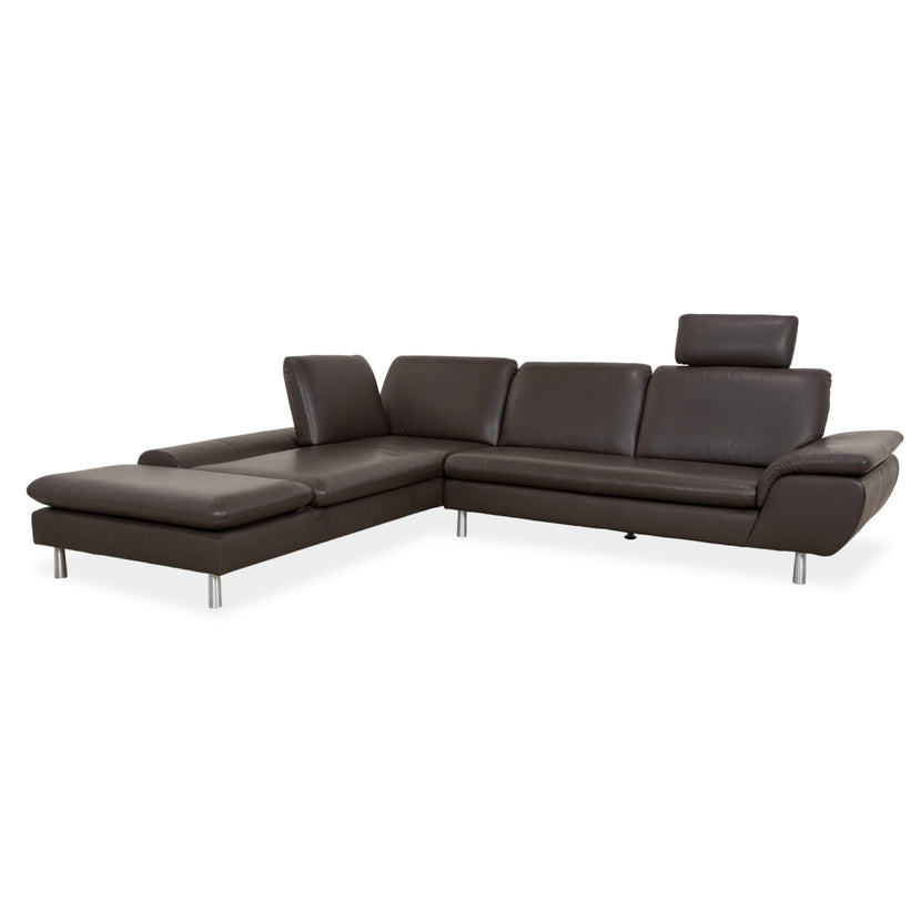 Willi Schillig Loop Leather Corner Sofa Dark Brown Manual Function Sofa Couch