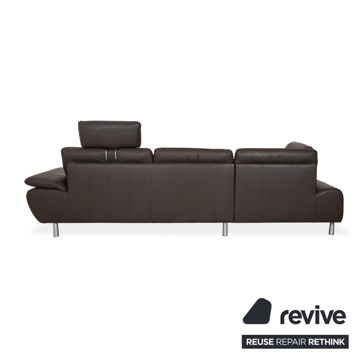 Willi Schillig Loop Leder Ecksofa Dunkelbraun manuelle Funktion Sofa Couch