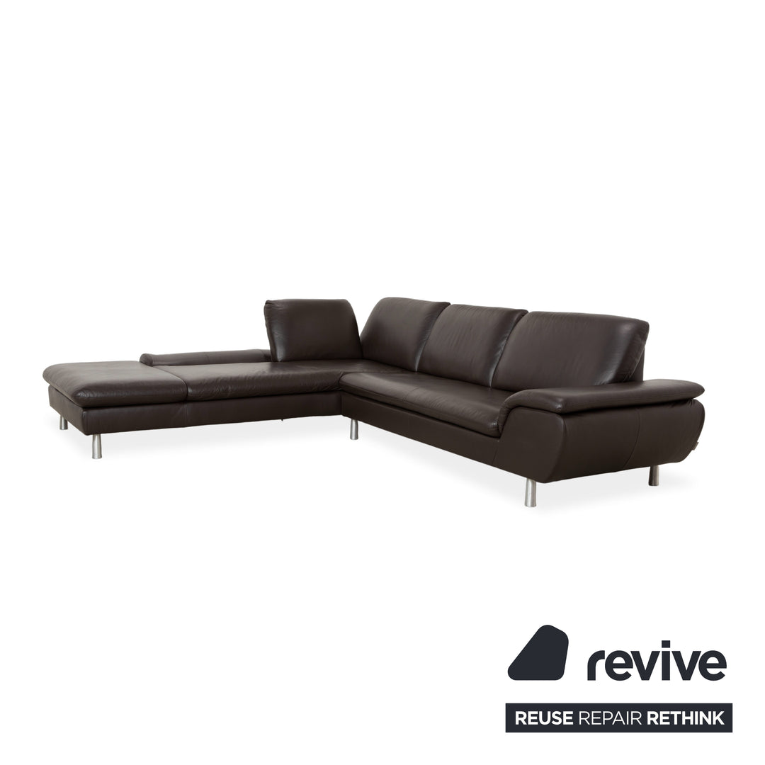 Willi Schillig Loop Leder Ecksofa Dunkelbraun manuelle Funktion Sofa Couch
