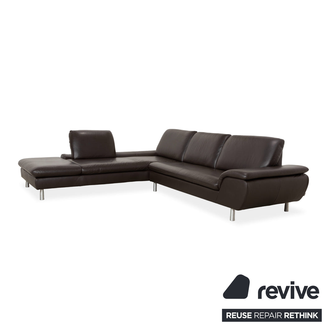 Willi Schillig Loop Leder Ecksofa Dunkelbraun manuelle Funktion Sofa Couch