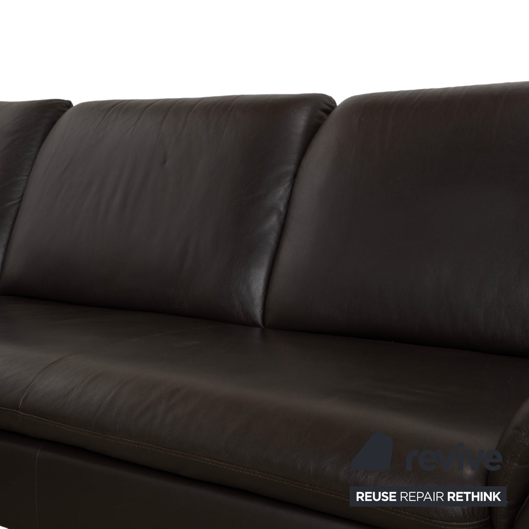 Willi Schillig Loop Leder Ecksofa Dunkelbraun manuelle Funktion Sofa Couch