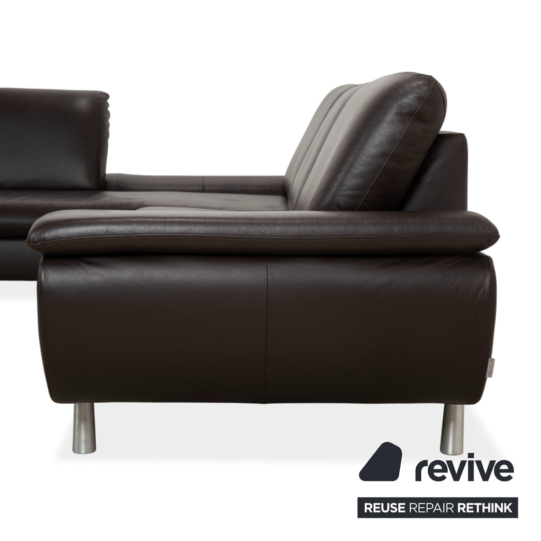 Willi Schillig Loop Leder Ecksofa Dunkelbraun manuelle Funktion Sofa Couch