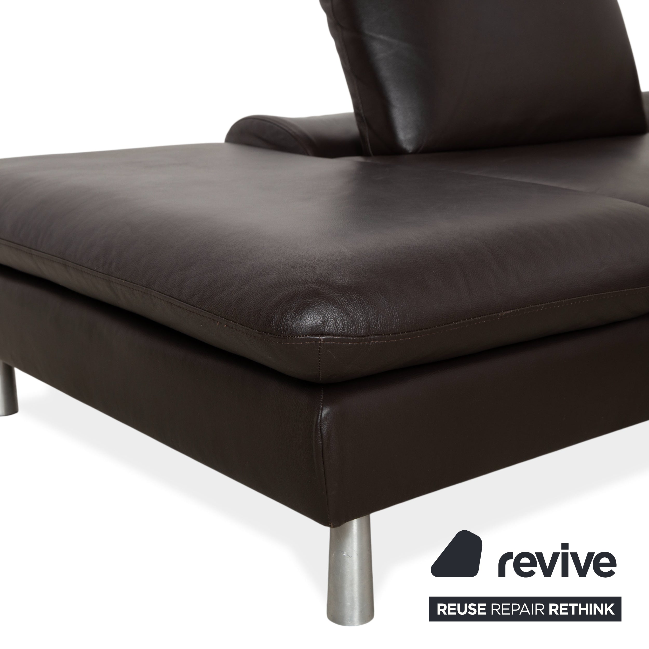 Willi Schillig Loop Canapé d'angle en cuir marron foncé avec fonction manuelle