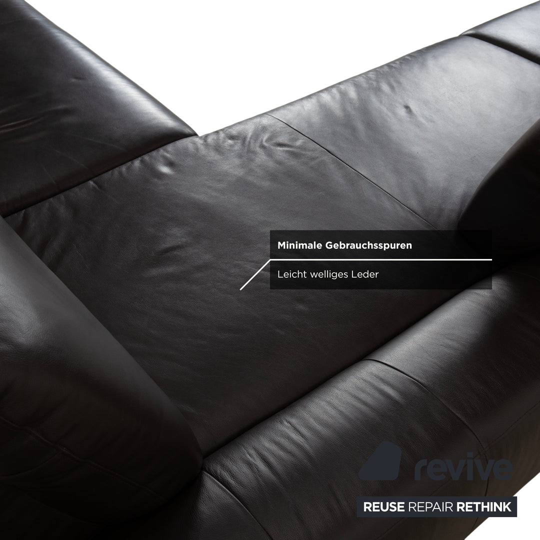 Willi Schillig Loop Leder Ecksofa Dunkelbraun manuelle Funktion Sofa Couch