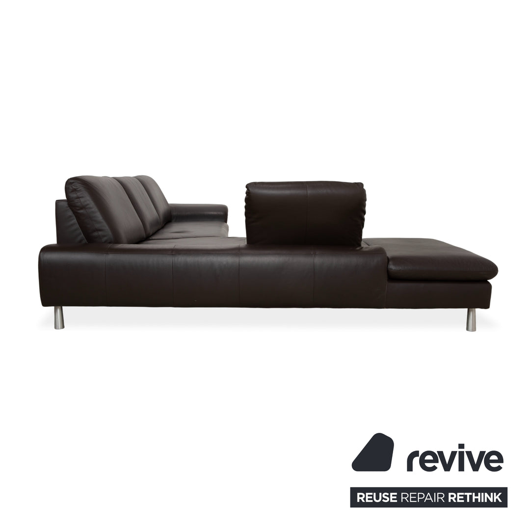 Willi Schillig Loop Leder Ecksofa Dunkelbraun manuelle Funktion Sofa Couch