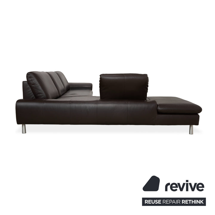 Willi Schillig Loop Leder Ecksofa Dunkelbraun manuelle Funktion Sofa Couch