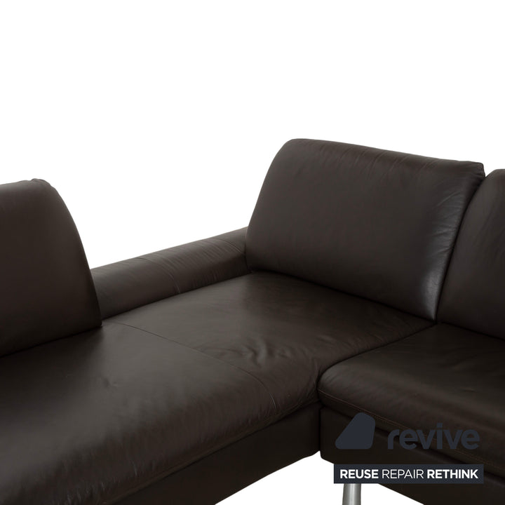 Willi Schillig Loop Leder Ecksofa Dunkelbraun manuelle Funktion Sofa Couch