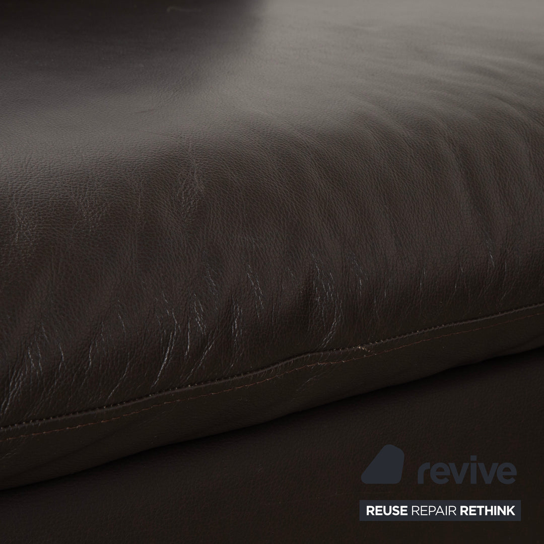 Willi Schillig Loop Leder Ecksofa Dunkelbraun manuelle Funktion Sofa Couch