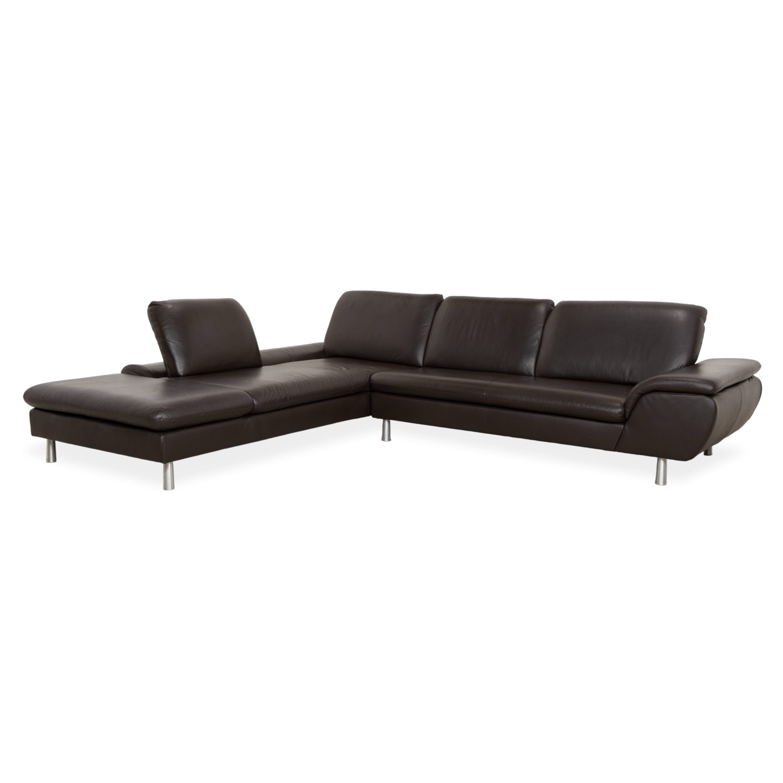 Willi Schillig Loop Canapé d'angle en cuir marron foncé avec fonction manuelle
