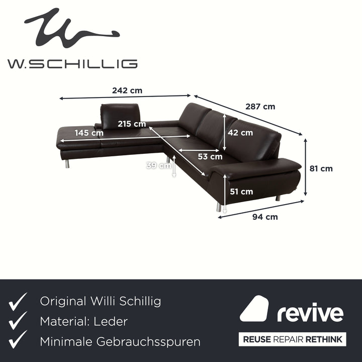 Willi Schillig Loop Leder Ecksofa Dunkelbraun manuelle Funktion Sofa Couch