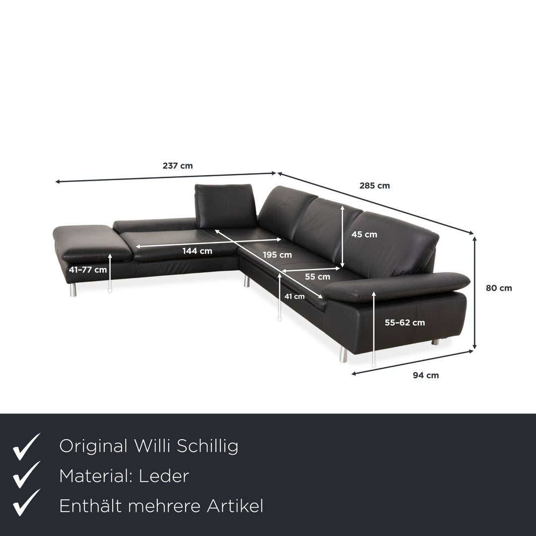Willi Schillig Loop Leder Ecksofa Hocker Schwarz Anthrazit Sofa Couch manuelle Funktion