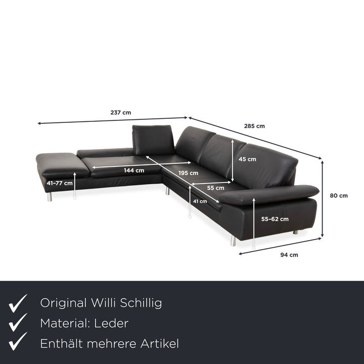 Willi Schillig Loop Leder Ecksofa Hocker Schwarz Anthrazit Sofa Couch manuelle Funktion