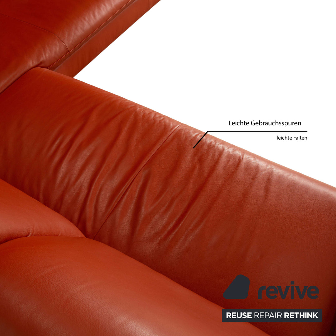 Willi Schillig Loop Leder Ecksofa Sofa Couch Orange Rot manuelle Funktion