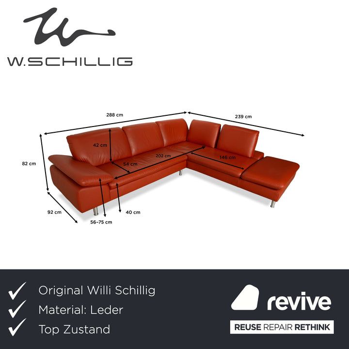 Willi Schillig Loop Leder Ecksofa Sofa Couch Orange Rot manuelle Funktion