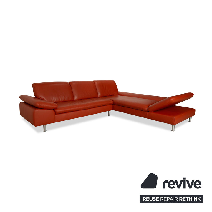 Willi Schillig Loop Leder Ecksofa Sofa Couch Orange Rot manuelle Funktion