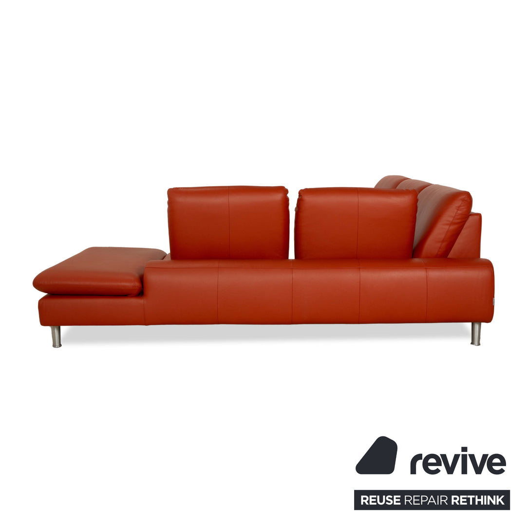 Willi Schillig Loop Leder Ecksofa Sofa Couch Orange Rot manuelle Funktion